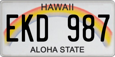 HI license plate EKD987