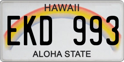 HI license plate EKD993