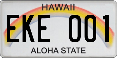HI license plate EKE001