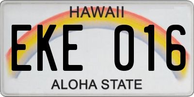 HI license plate EKE016