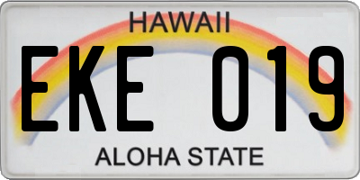 HI license plate EKE019