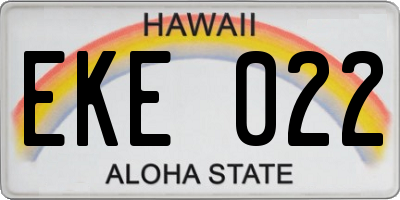HI license plate EKE022