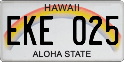 HI license plate EKE025