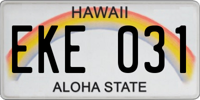HI license plate EKE031