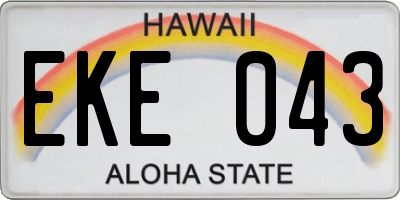 HI license plate EKE043