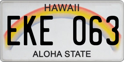 HI license plate EKE063