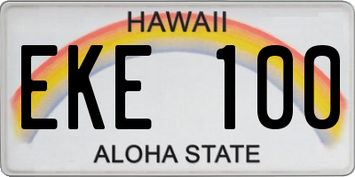 HI license plate EKE100