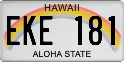 HI license plate EKE181