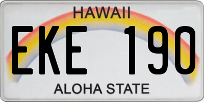 HI license plate EKE190