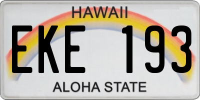 HI license plate EKE193