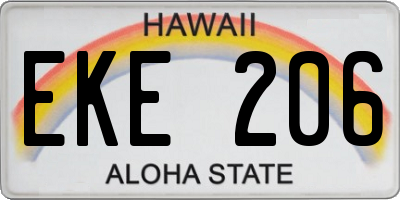 HI license plate EKE206