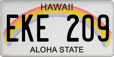 HI license plate EKE209
