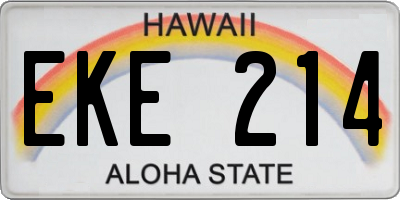 HI license plate EKE214
