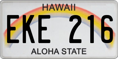 HI license plate EKE216