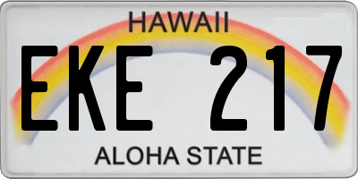 HI license plate EKE217