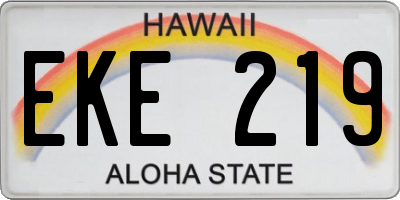 HI license plate EKE219