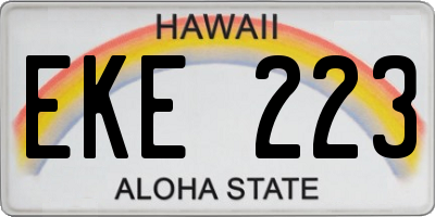 HI license plate EKE223