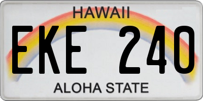 HI license plate EKE240