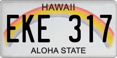 HI license plate EKE317