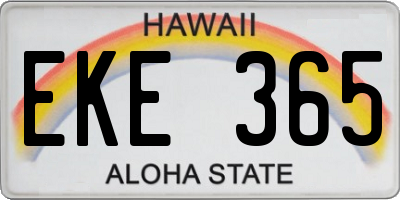 HI license plate EKE365