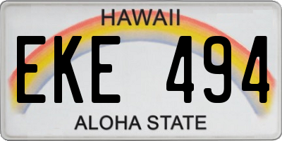 HI license plate EKE494