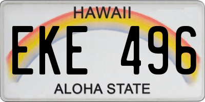 HI license plate EKE496
