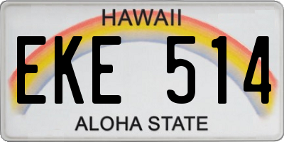 HI license plate EKE514