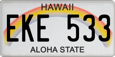 HI license plate EKE533