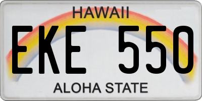 HI license plate EKE550