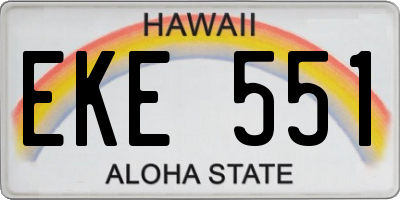 HI license plate EKE551