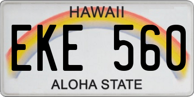 HI license plate EKE560