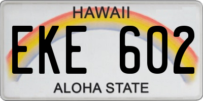 HI license plate EKE602