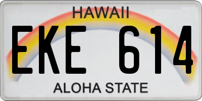 HI license plate EKE614