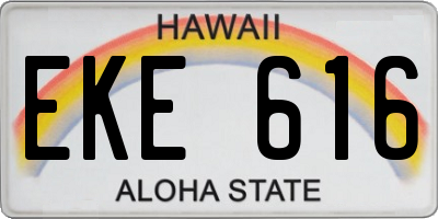 HI license plate EKE616