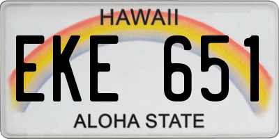 HI license plate EKE651