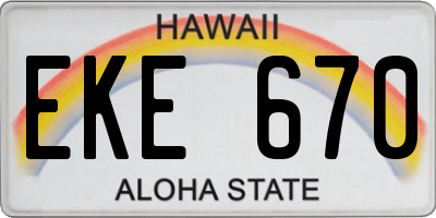 HI license plate EKE670