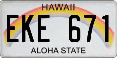 HI license plate EKE671
