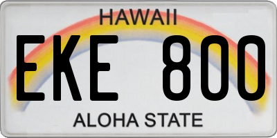 HI license plate EKE800