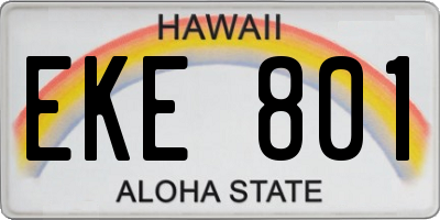 HI license plate EKE801