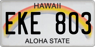 HI license plate EKE803