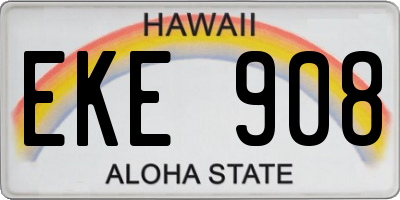 HI license plate EKE908