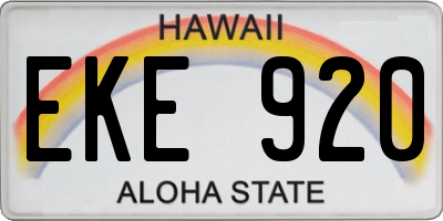 HI license plate EKE920