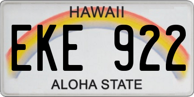 HI license plate EKE922