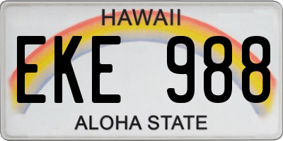 HI license plate EKE988