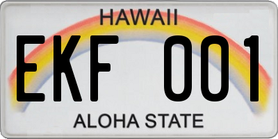 HI license plate EKF001