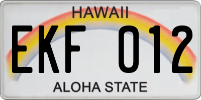 HI license plate EKF012