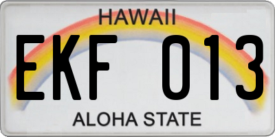 HI license plate EKF013