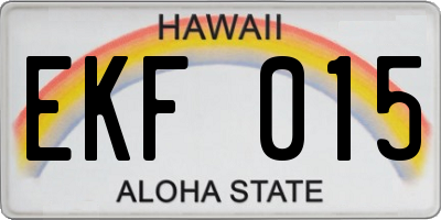 HI license plate EKF015