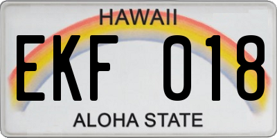 HI license plate EKF018