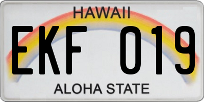 HI license plate EKF019